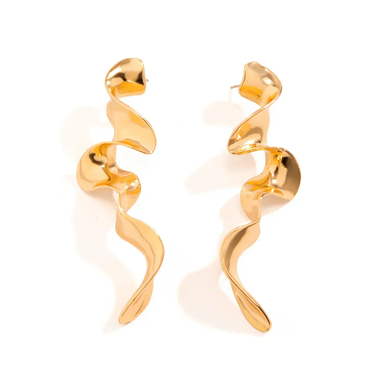 Van Wijnen Mode | Gouden Golvende Oorbellen voor Dames