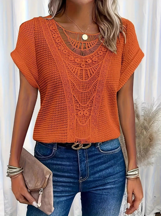 Van Wijnen Mode | Luchtige Zomertop met Kantdetails voor Dames