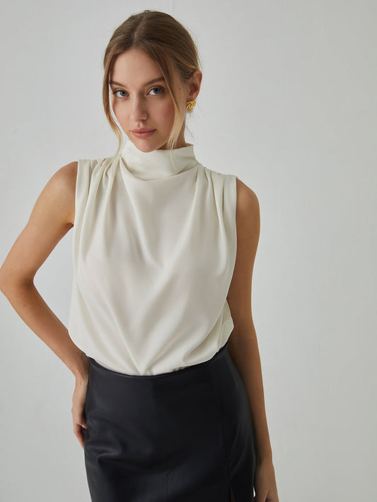 Van Wijnen Mode | Elegante Mouwloze Top met Hoge Hals voor Dames