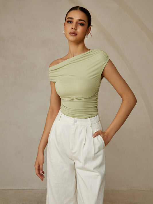 Van Wijnen Mode | Asymmetrische One Shoulder Top voor Dames