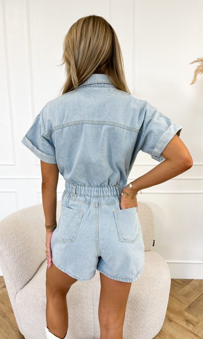 Van Wijnen Mode | Korte Denim Jumpsuit Dames