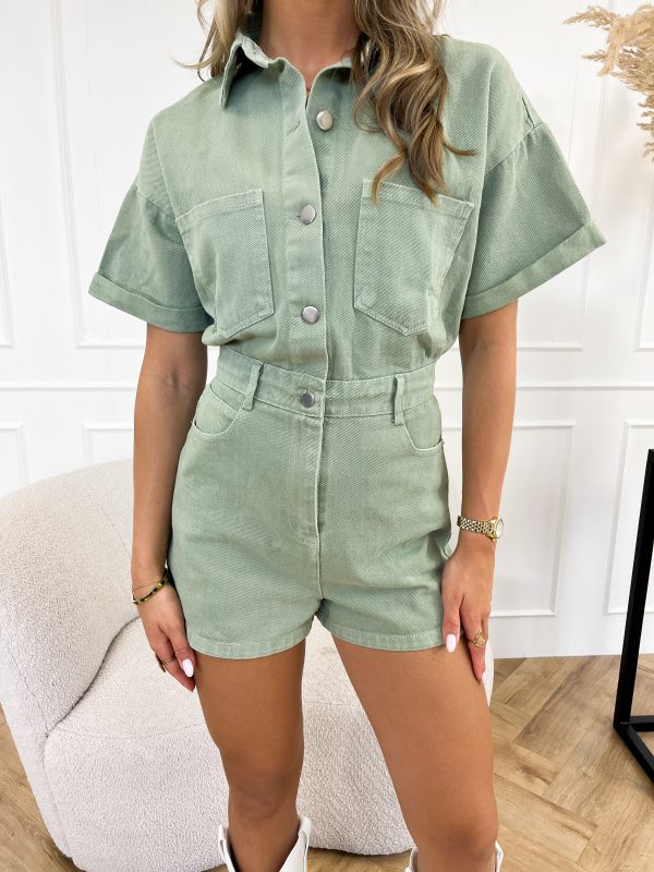 Van Wijnen Mode | Korte Denim Jumpsuit Dames