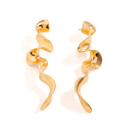 Van Wijnen Mode | Gouden Golvende Oorbellen voor Dames