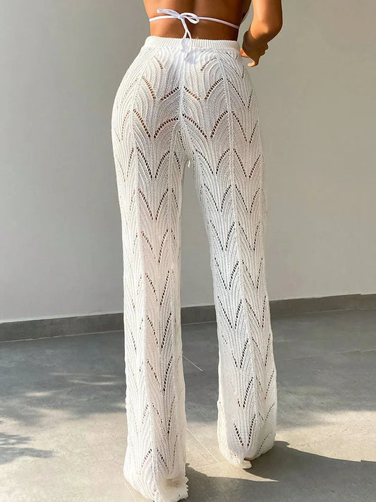 Van Wijnen Mode | Gehaakte Witte Strandbroek Dames