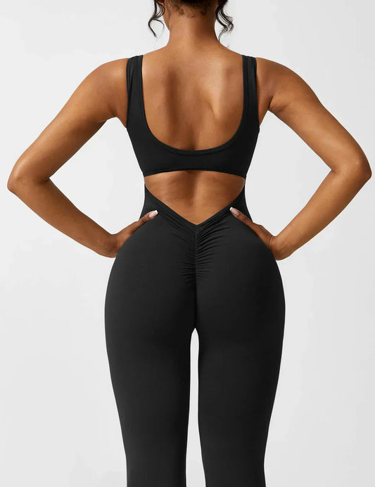 Van Wijnen Mode | Dames Jumpsuit met Flared Pijpen en V-Rug
