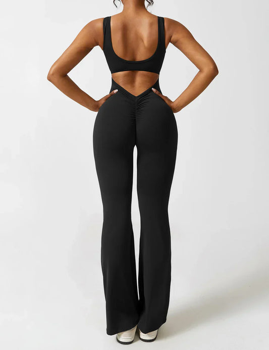 Van Wijnen Mode | Dames Jumpsuit met Flared Pijpen en V-Rug