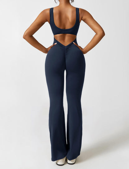 Van Wijnen Mode | Dames Jumpsuit met Flared Pijpen en V-Rug