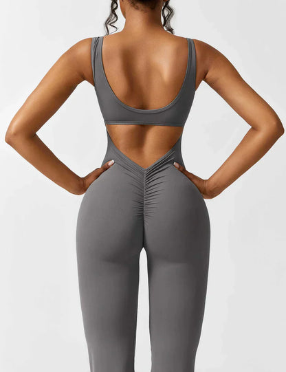 Van Wijnen Mode | Dames Jumpsuit met Flared Pijpen en V-Rug