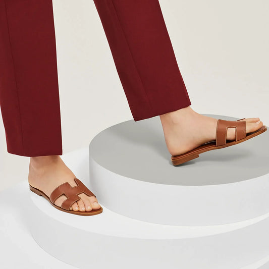 Van Wijnen Mode | Platte H-band Sandalen Voor Dames